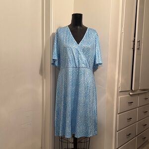 Chic Blue Patterned Midi Dress